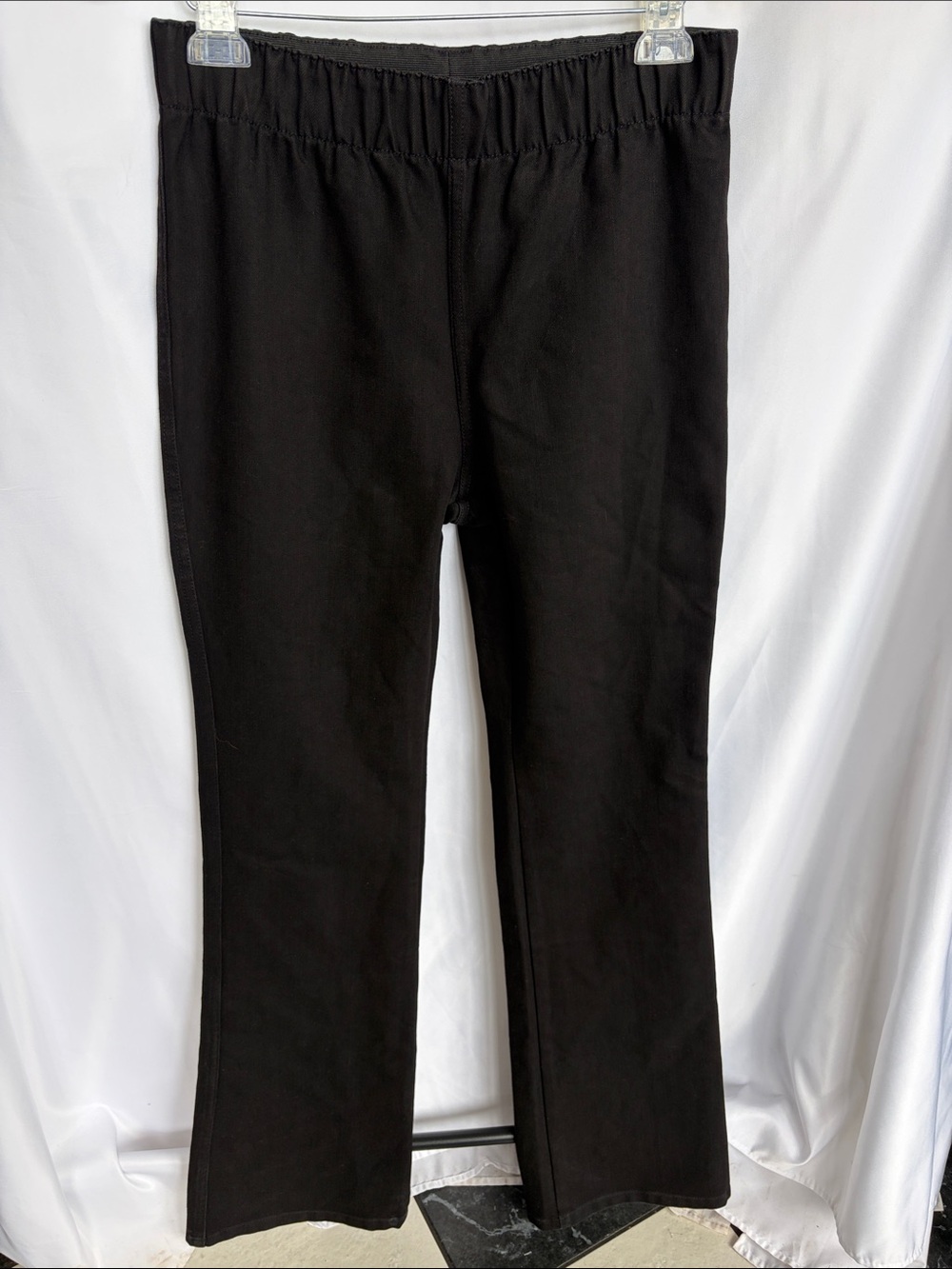 Soft Surroundings Pants Pull On Black Elastic Waist M Tall, boot cut, 34” inseam